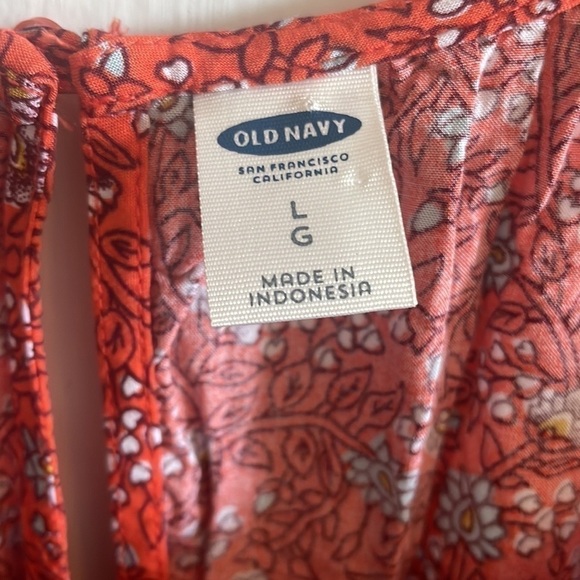 Old Navy Woven Print Dress Red Waist Large - Picture 6 of 12